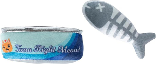Fringe Studio Plush Cat Toy Set, Tuna Right Meow, Mini 2 Piece Set, Pet Shop Collection (692005)