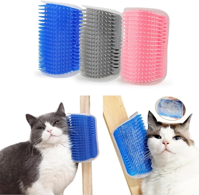 3 Pcs Cat Self-Groomer Soft Wall Corner Cat Grooming Brush Indoors Pet Scratcher Massage Comb with Catnip for Long Short Fur