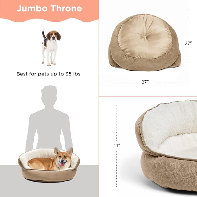 Best Friends by Sheri Pet Throne Wheat Jumbo Round Orthopedic Cat and Dog