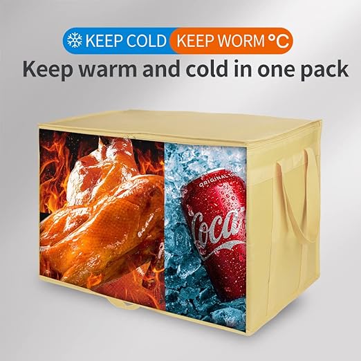 Bodaon 2-Pack Insulated Pizza Delivery Bags, XXX-Large Commercial Food Delivery Insulation Bag for Hot/Cold Food, Large Capacity Reusable Warming Bag, Beige