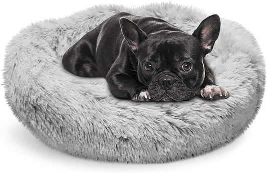 Whiskers & Friends Small Dog Bed Washable, Fluffy Dog Beds for Small Dogs, Round Cat Beds for Indoor Cats, Calming Pet Bed, Donut Cat Bed