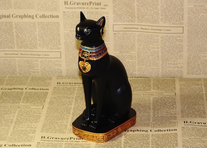 9.5" Ancient Egypt Kitty Egyptian Bastet Cat Goddess Statue Collectible Bastet Sculpture (9.5" Tall)