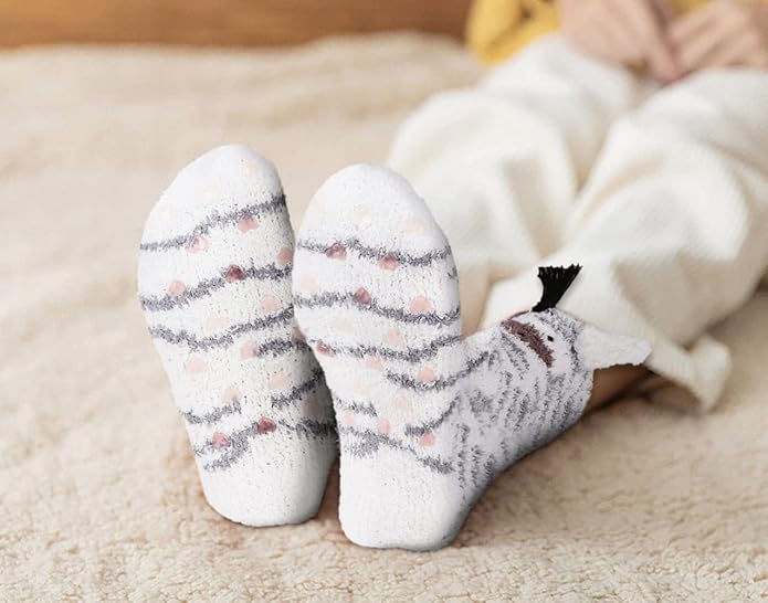 Benefeet Sox Cute Fuzzy Socks for Women Girls Fluffy Warm Cozy Novelty Slipper Socks Funny Animal Plush Sleeping Socks