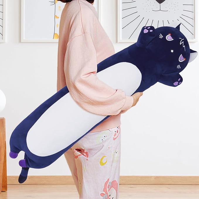 Long Cat Plush Body Pillow, Soft Plush Toy Pillow for Kids, Stuffed Animal Cat Plushie Gift for Girls, Girlfriend (DevilCAT with Claws, 27.6in/70cm)