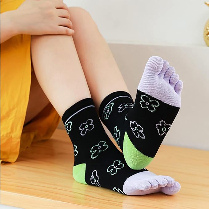 Benefeet Sox Funny Toe Socks Women Five Finger Socks Girls Cute Toe Seperated Cotton Socks Running Athletic Christmas Gifts
