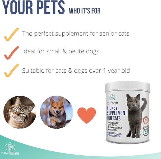 Approx 90 Servings Cat Kidney Support Chews - Feline Kidney Restore - Renal Cat Treats - Cats Kidney Support Supplement - Urinary Tract Irritations Control for Cat - Made in The USA