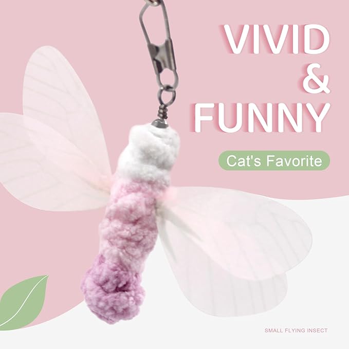 SONGWAY Insect Cat Toy Refills - 12 Pieces Bee Cat Teaser Toys, Cat Toy Wand Attachments, Cat Insect Toy, Wool Cat Toys, Interactive Cat Toys for Indoor Cats