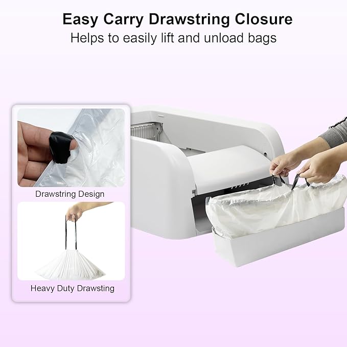 50 Count Cat Litter Box Liners,Compatible with Pet safe Scoop Free Self Cleaning Clumping Litter Box,Drawstring Litter Box Liner, Replaceable Cat Waste Bag, Easy Cleanup