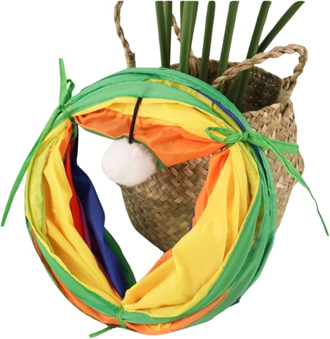 Cat Tunnel, Multi-Color 3-Way Cat Tunnels for Indoor Cats, Foldable Interactive Toy Maze for Cats, Collapsible Cat Play Tunnel with 2 Play Balls, Multi-Entry Tunel for Cats, Kitty, Puppy, Rabbit