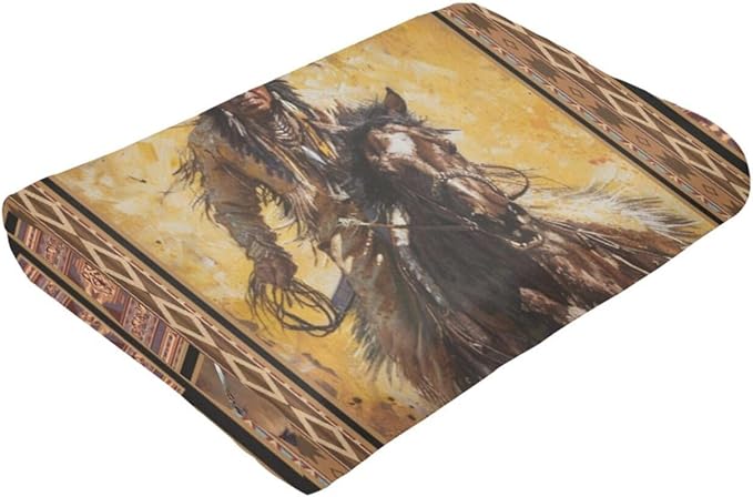 Native Americans Indian Blanket for Woman Indian Throw Blanket Indian Chief Decor Stuff Merch Cozy Fleece Fuzzy Warm Soft Lightweight Plush Bedding Native American Gifts for Girls Men Couh 50"X40"