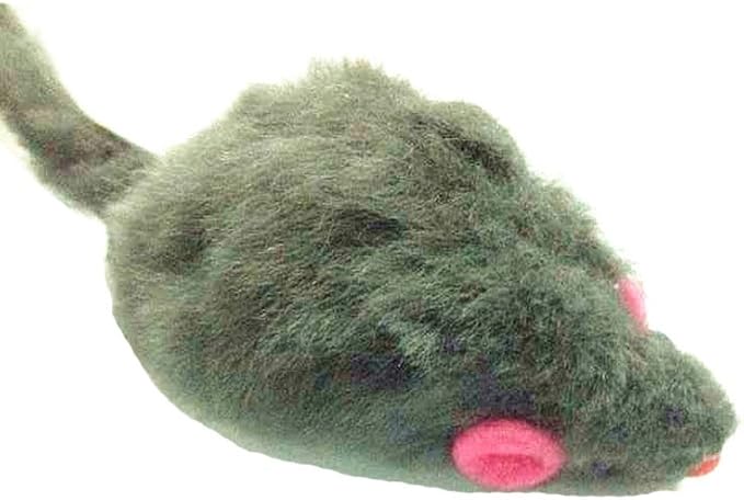 emours 12 Piece Pack Rattle Furry Mice Cat Toy Realistic Fur Mice Toys, Grey
