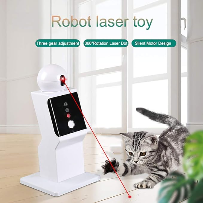 LASOCUHOO Cat Laser Toy Automatic, Random Moving Interactive Laser Cat Toy for Indoor Cats, Kittens, Cat Red Dot Exercising Toy, Fit for All Cats
