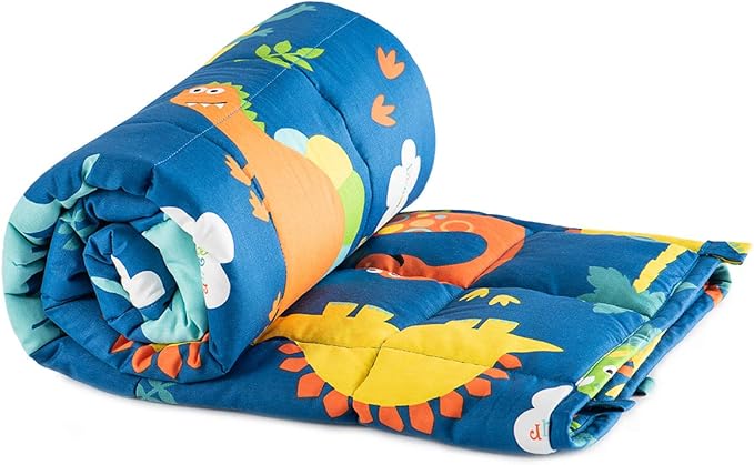Sivio Weighted Blanket - All-Natural 100% Cotton Weighted Blanket 3 lbs 36 x 48 inches, Breathable Cooling Throw Blanket for Calm Sleeping for Home and School Nap, Blue Dinosaur