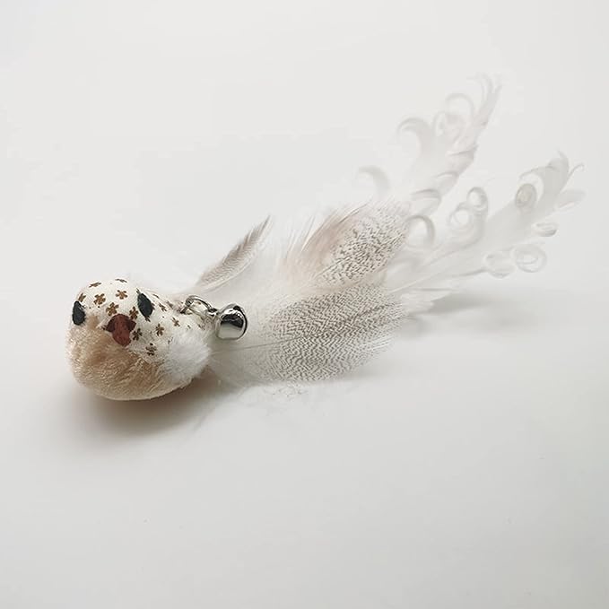 Cat Toys Interactive Cat Feather Wand , Powerful Suction Cup, 4pcs Natural Feather Teaser Replacements with Bell, for Indoor Kitty Old Cat Exercise (8pcs)