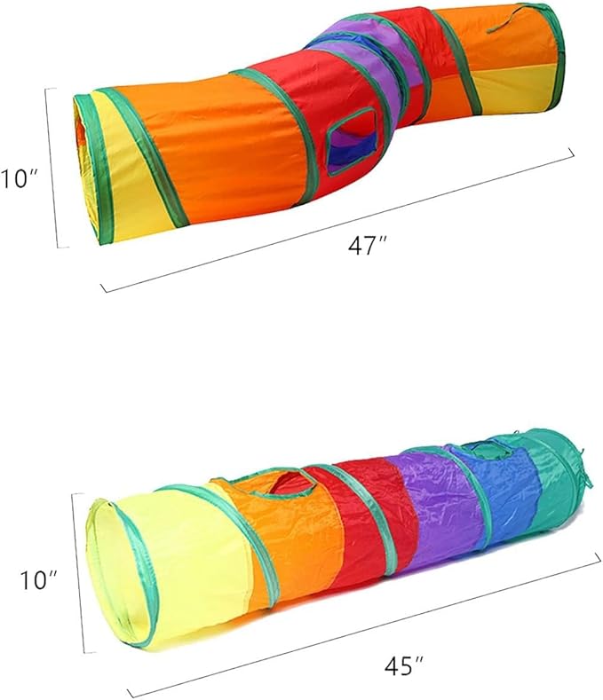 iCAGY Cat Tunnel for Indoor Cats, Pet Cat Kitten Rabbit Ferret Play Toys Tube Tunnel Interactive Crinkle Pop Up Rainbow Shape I S