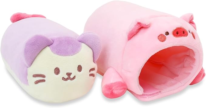 Anirollz Stuffed Animal Plush Toy – 6" Small Blanket Outfitz Doll | Soft, Squishy, Warm, Cute, Comfort, Safe | Birthday Pillow with Kawaii Lavender Purple Kitty Cat Pig Kittiroll