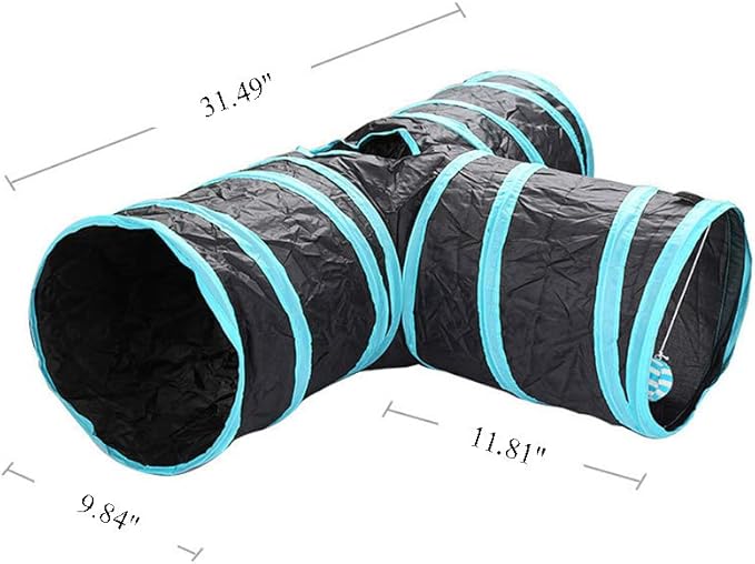 iHOO Cat Tunnels Crinkle Play Toys Collapsible Tube with Ball Maze Cat House Pet Interactive for Cat Puppy Kitten Rabbit 3-Way Tunnel
