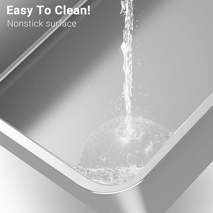 14" Deep Stainless Steel Litter Box, XXL Metal Litter Box with High Wall Sides Enclosure, Stainless Steel Litter Box with Lid, Never Absorbs Odors, Non-Sticky, Anti-Urine Leakage, Easy Cleaning-Blue