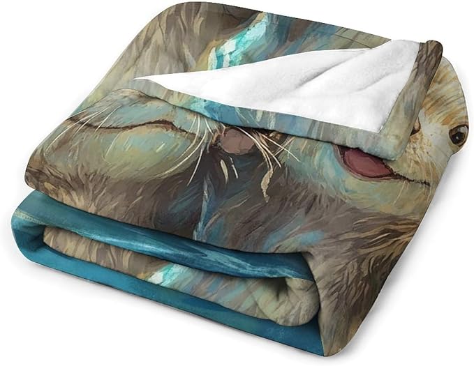 Otter Gifts for Girls & Boys - Soft, Warm Fleece & Flannel Plush Blankets for Bed, Sofa, Couch - 60"x80"