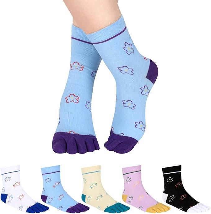 Benefeet Sox Toe Socks Women Men Cute Cat Five Finger Socks for Girls Colorful Cotton Ankle Athletic Running Socks with Toes