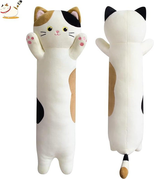 Long Cat Plush Boby Pillow, 22inch Kawaii Cartoon Cat Boby Pillow Kitten Stuffed Animals for Girls, Cute Sleeping Gift for Kids, Toddler, Adult Birthday Gifts
