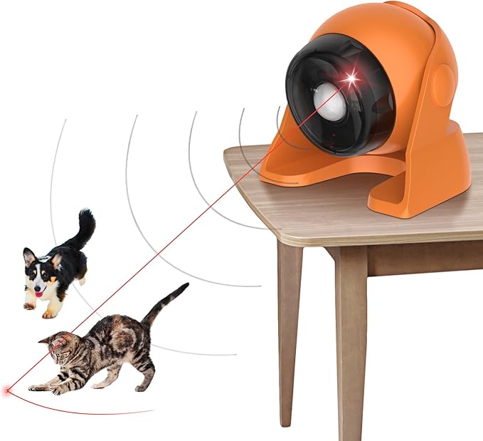 Cat Laser Toys Motion Acticated Responsive Interactions, Mix Fast & Slow Laser Game (Orange)