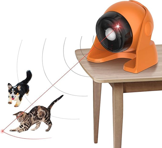 Cat Laser Toys Motion Acticated Responsive Interactions, Mix Fast & Slow Laser Game (Orange)