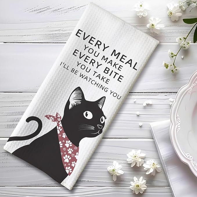 Cat Hand Towels,Cat Towels,Cat Kitchen Towels,Cat Dish Towels,Cat Kitchen Accessories,Black Cat Decor,Black Cat Gifts,Cat Gifts for Women,Black Cat Gifts for Women,Gifts for Cat Lovers for Women