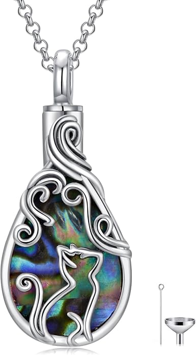 Animal Crystal Urn Necklace For Ashes Sterling Silver Butterfly Dragonfly Bee Phoenix Peacock Hummingbird Fox Angel Wing Pentagram Pentacle Cremation Necklace Heart Teardrop Urn Holder Necklaces For Women Memorial Jewelry