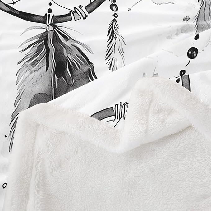 Dream Catcher Plush Blanket Dreamcatcher Fleece Throw Blanket for Sofa Couch Bed Bohemian Style Sherpa Blanket Room Decor Indian Native American Fuzzy Blanket Throw 50x60 Inch