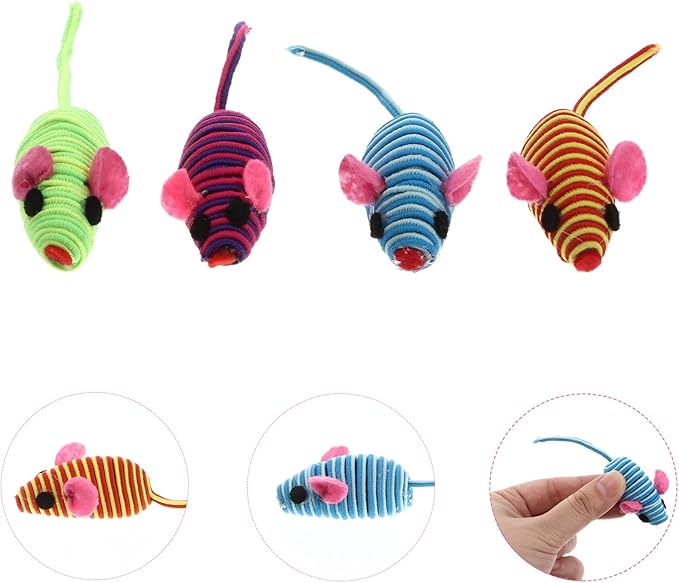 Totority Mice Cat Toy Rubber Band Mouse Toys for Cats Funny Pet Shop Mouse Toy Pet Elastic Rope Mouse Cat Teaser Playing Prop Realistic Mouse