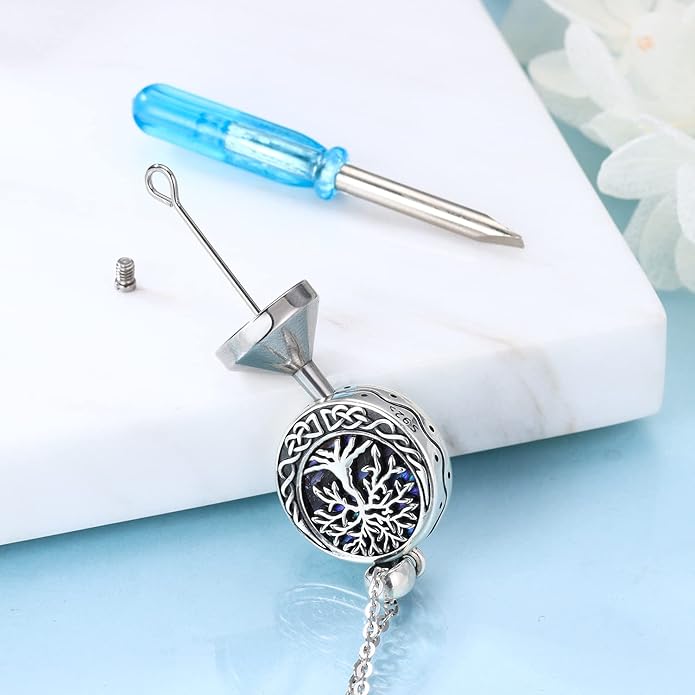 Aniu Cremation Jewelry for Ashes S925 Sterling Silver Urn Necklace Memorial Necklace for Human Ashes of Loved Ones Keepsake Pendant for Men Women