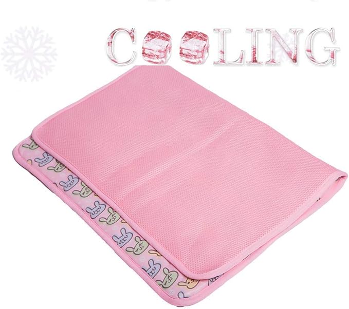SEIS Dog Ice Pad Ice Silk Cats Kennel Mat Pet Cooling Pad Summer Cool Bamboo Mat Breathable Pad (Pink, S
