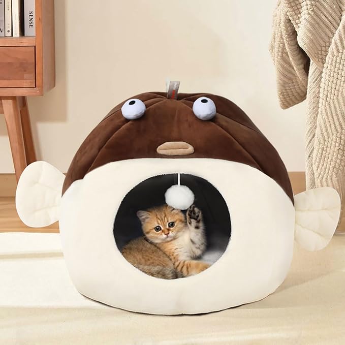 Vanansa Cat Bed for Indoor Cats, Soft Premium Pet Bed, Available in All Seasons,No Deformation, Anti-Slip Bottom, Great Medium Cat Houses for Indoor Cats, Roomy Cat Tent for Indoor Cats(M, 15" x 12")