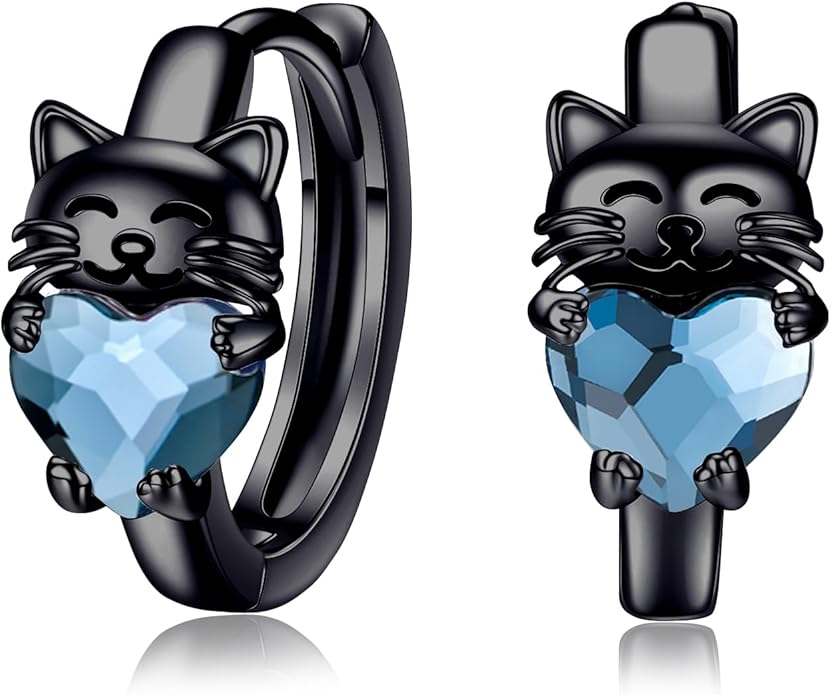 925 Sterling Silver Cat Earrings Cute Animal Kitten Stud Earrings cat Jewelry Gifts for Women Girls Hypoallergenic Earrings for Sensitive Ears