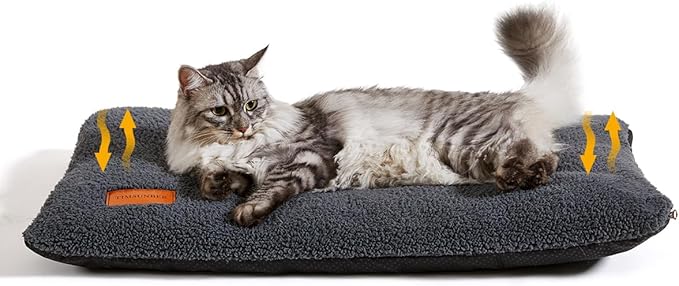 Self Warming Cat Bed Self Heating Cat Pad 29 x 19 inch Thermal Pet mat for Indoor Outdoor Pets Double Filled Cat Mat with Washable Removable Cover Non-Slip Bottom (Dark Gray)