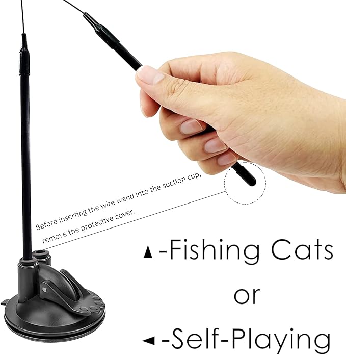 YXI Cat Wands,Cat Toy Accessory, 2PCS Flexible Steel Wire Wands, Compatible with Suction Cup Base and Feather Toys, Durable and Fun Cat Toy