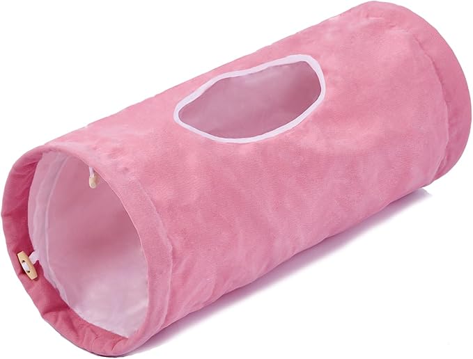 Cat Tunnel,Cat Tunnels for Indoor Cats Collapsible Large Cat Tunnel Cute Cat Tunnel Toy for Cat,Kitten,Puppy,Rabbit,Pink