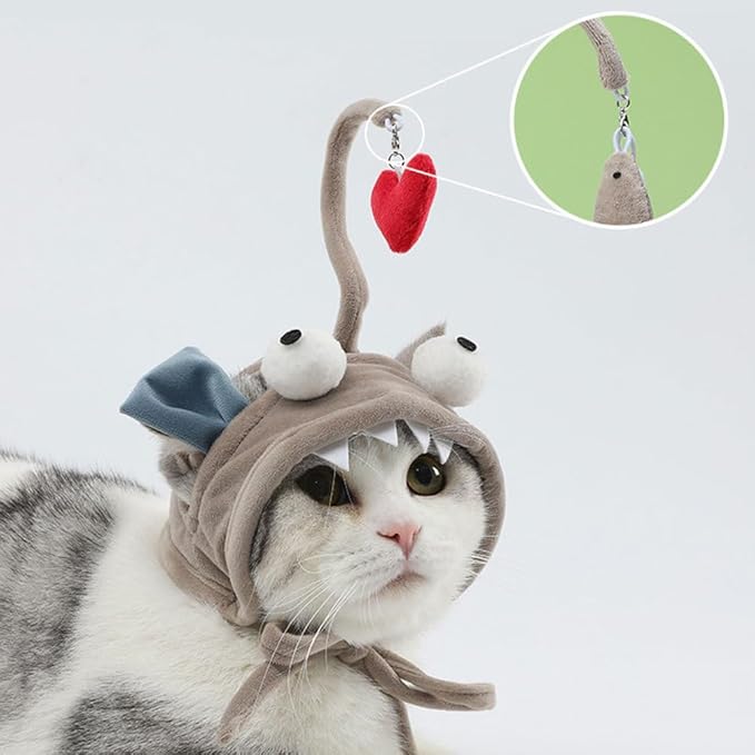 POPETPOP Pet Cat Teaser 2pcs Head Mounted Cat Headgear Interactive Self-Service Adjustable Size Cat Hat Feather