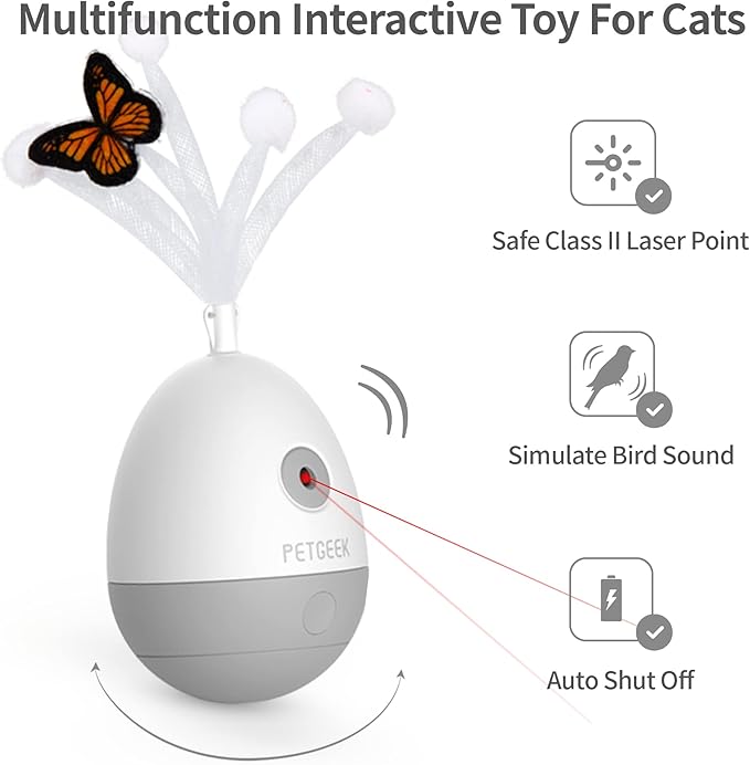 PETGEEK Laser Pointer Cat Toy Interactive Cat Toy for Indoor Cat Toys, Cat Laser Toy with Bird Squeaky, Cat Toy with Cat Wand Replacement, Best Gift for Birthday, Thanksgiving, Christmas, New Year