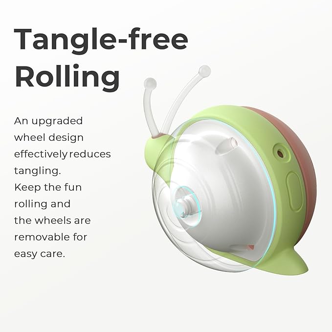 Cheerble Interactive Cat Toy for Indoor Cats, Wicked Snail, [2024 Upgraded] Kitten Toys, Automatic Cat Toy with LED Lights, DC Rechargeable Moving Cat Toy, Smart Sensing Electric Cat Toy (Brown)