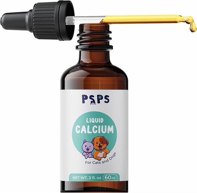 Calcium Liquid Supplement for Dogs & Cats with Added Vitamin A, Vitamin C, Vitamin D – Promotes Strong Bones, Immune Support, and Overall Pet Wellness – 2 Fl. Oz.