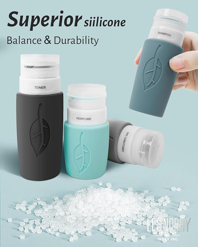 17-Pack Triple-Sealed Unique Leak-Proof Design Premium Silicone Travel Bottles for Toiletries TSA-Approved Transparent Carry Bag Easy-to-Read Labels for Business Trips/Camping/Adventure