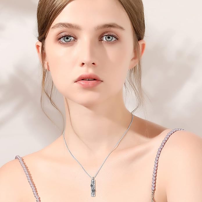 Animal Crystal Urn Necklace For Ashes Sterling Silver Butterfly Dragonfly Bee Phoenix Peacock Hummingbird Fox Angel Wing Pentagram Pentacle Cremation Necklace Heart Teardrop Urn Holder Necklaces For Women Memorial Jewelry