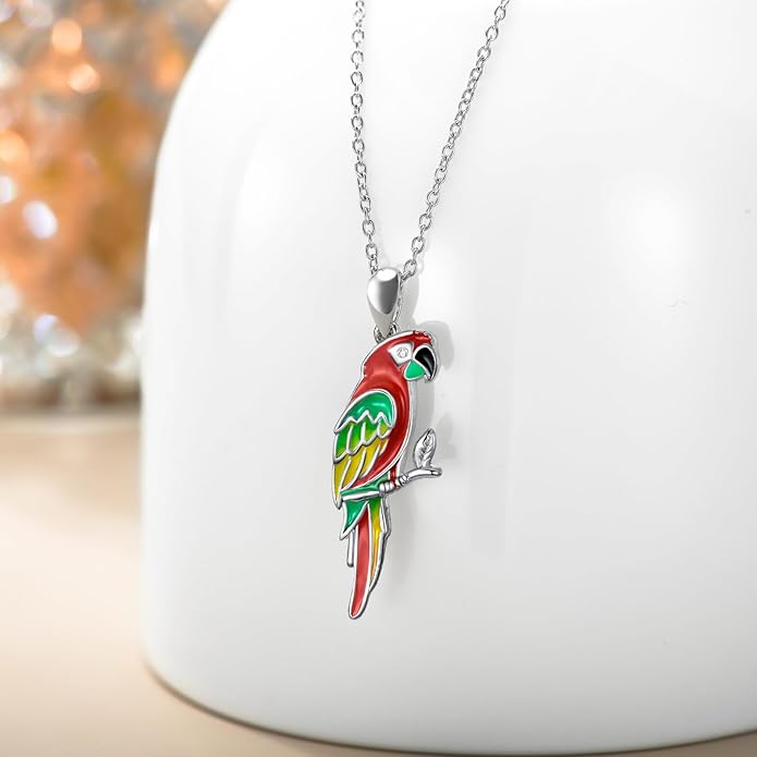 925 Sterling Silver Lab Grown Diamond Animal Necklace Cat/Bear/Bee/Dolphin/Dragonfly/Horse/Hummingbird/Koala/Parrot/Penguin/Pigeon/Sea Turtle/Starfish Lab Grown Diamond Necklace Gift for Women