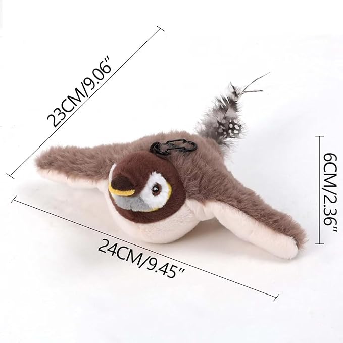 Flappy Chase Cat Toy, Flappy Bird Chase Cat Toy, Interactive Flying Bird Cat Toys for Indoor Cats, Flying Cat Toys for Indoor Cats, Simulated Interactive Chirping Bird Cat Toy Sparrow
