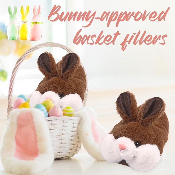 Caramella Bubble Classic Bunny Slippers for Women Funny Animal Novelty Slippers for Adults Cute Plush Rabbit Bedroom Slippers