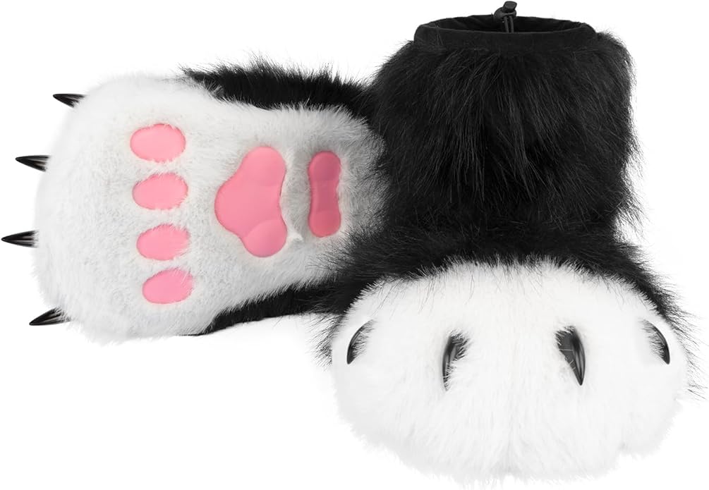 Animal Fuzzy Slippers Bear Cat Wolf Dog Fox Fursuit Feet Paw Claw Shoes Furry Boots Costume Accessories for Adult Kids