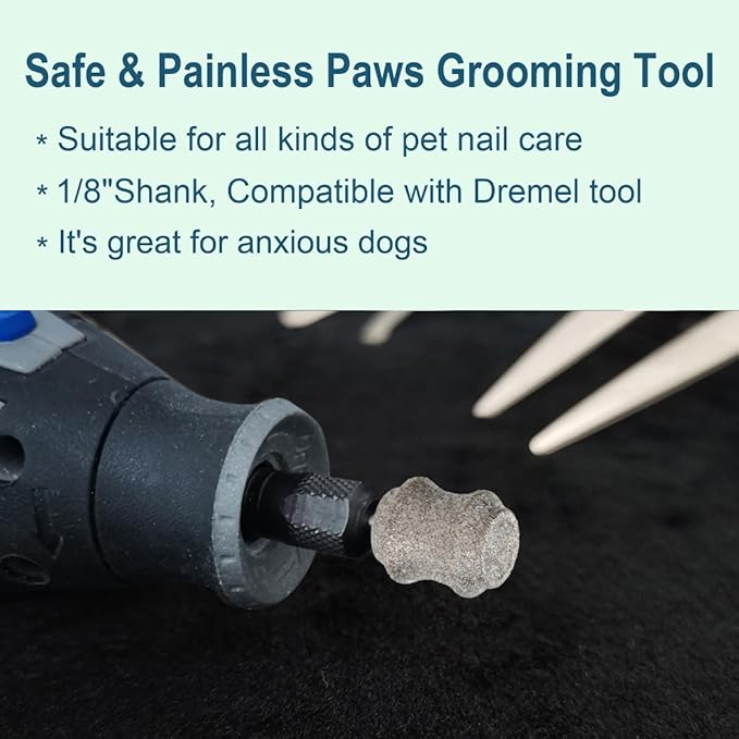 Diamond Dog Nail Grinder for Dremel - Dog Nail Grinder Attachment Bits for Large Medium and Small Dogs Cats Animals Nail Trimming (C