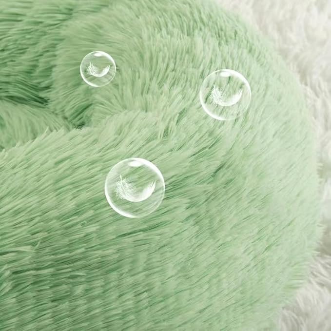 Cat Beds for Indoor Cats - Cat Bed Washable 20/24 inches, Dog Beds for Small Medium Dogs, Anti Anxiety Round Fluffy Plush Faux Fur Cat Bed, Thick Bottom (Green, Medium)